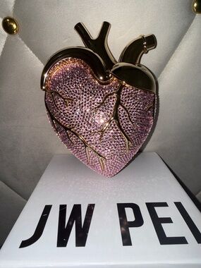 JW PEI Gold & Pink Heart-Shaped Evening Bag